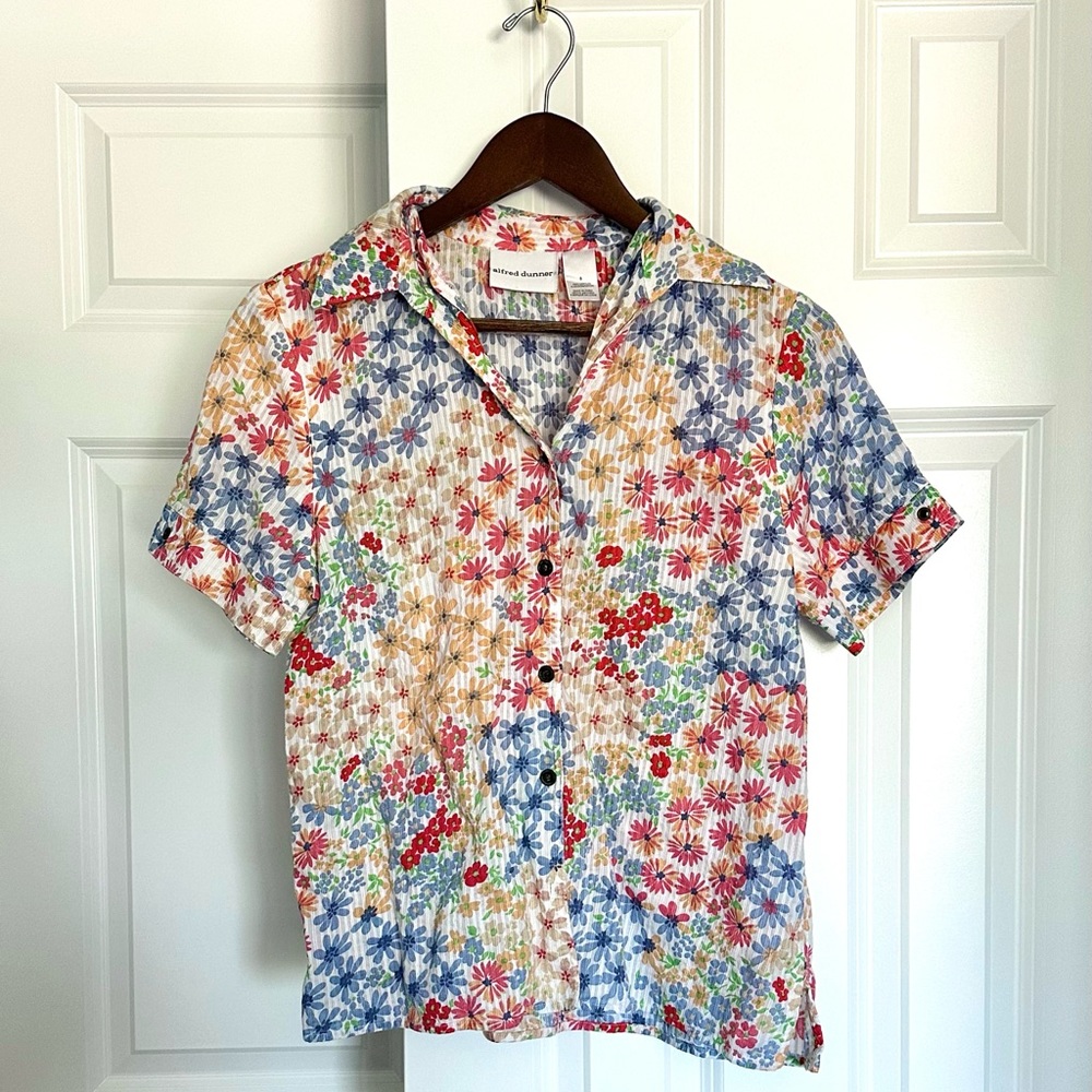 Alfred Dunner size 8 textured floral cotton blouse